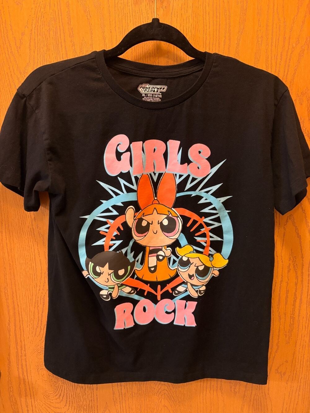 Powerpuff Girls Rock Graphic Tee Girls Youth XL 14/16 Black Cartoon Network